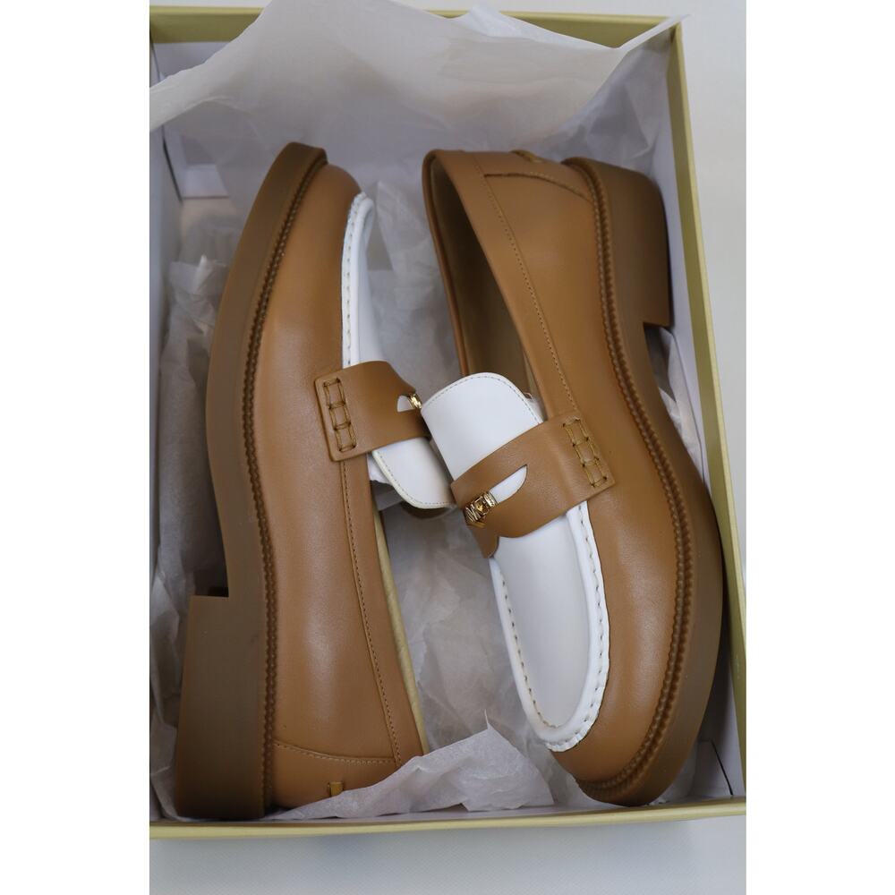 NEW Michael Kors Eden Loafer Shoes Women's Tan Leather Slip On Size 6.5M - Picture 2 of 8